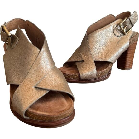 Sofft Cambria Leather Cross Strap Platform Slingback Sandals Gold Women's 6.5M - Picture 5 of 15